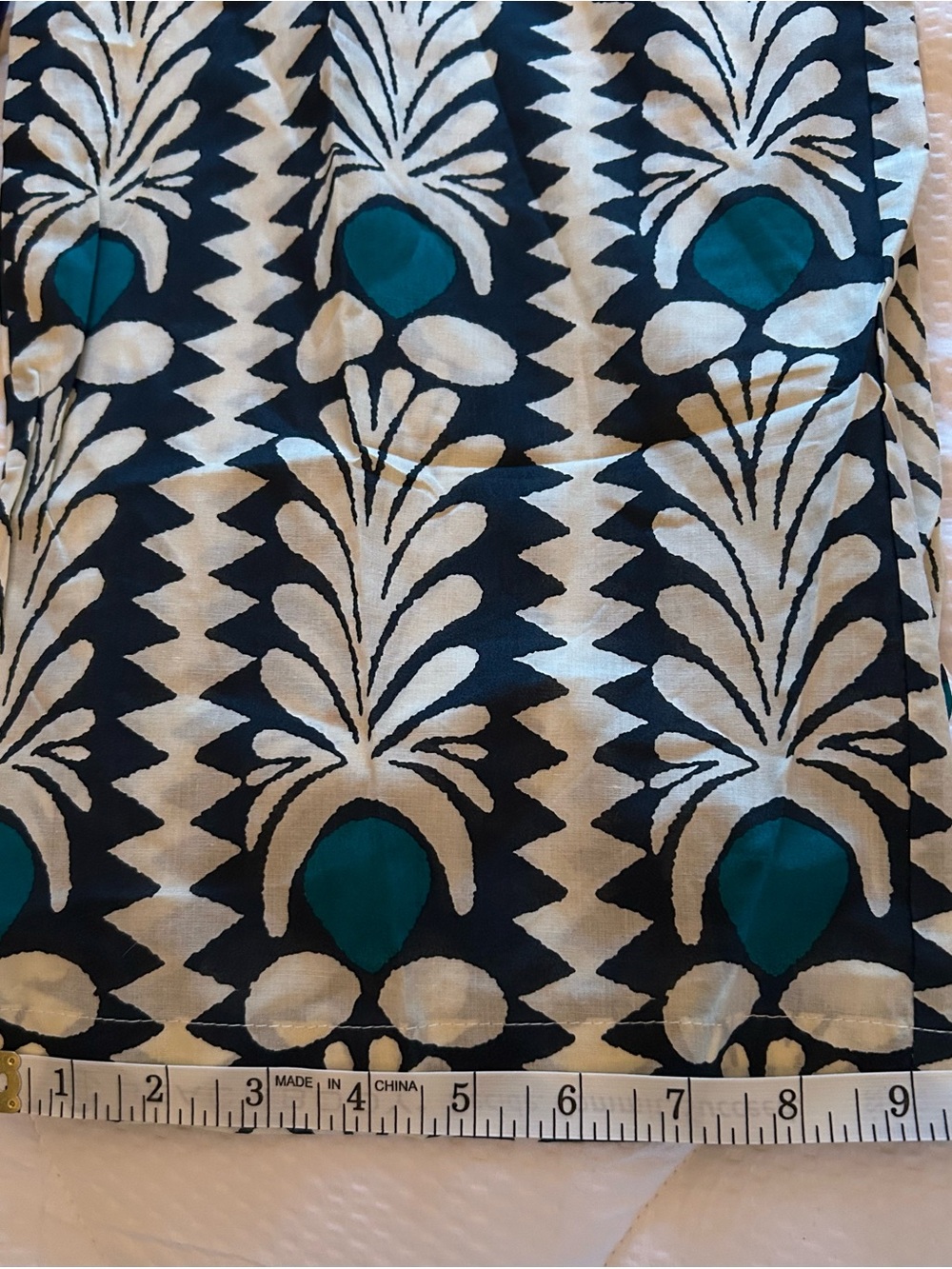 Wide Leg Printed Pants in Teal and Cream - Picture 5 of 6